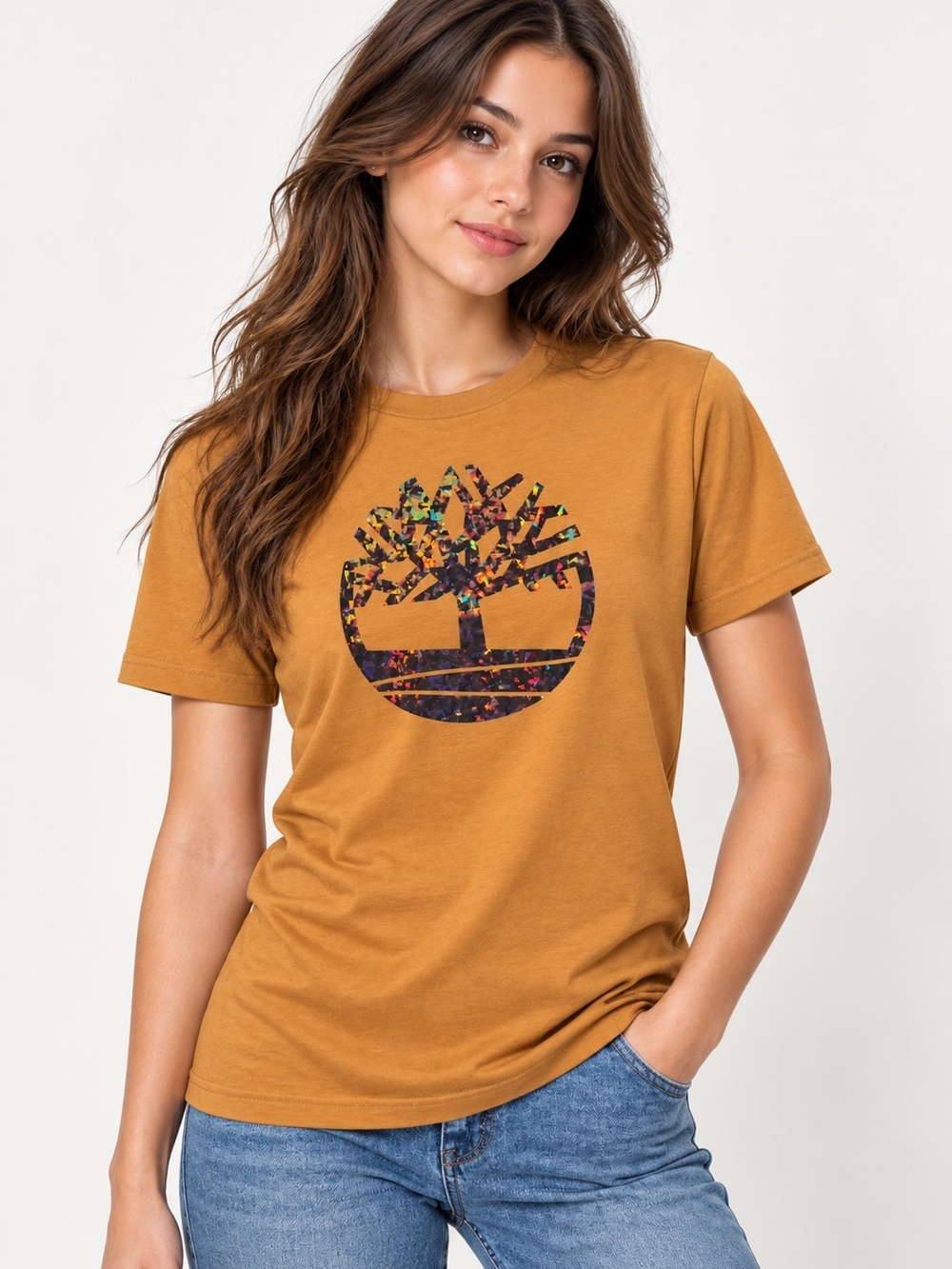 Timberland T-shirtGirls L 14/16 Women’s S 100% Cotton Iridescent Logo T
